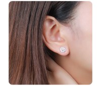 Pearly Surround by CZ Silver Ear Stud STS-3237